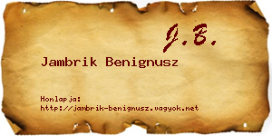 Jambrik Benignusz névjegykártya